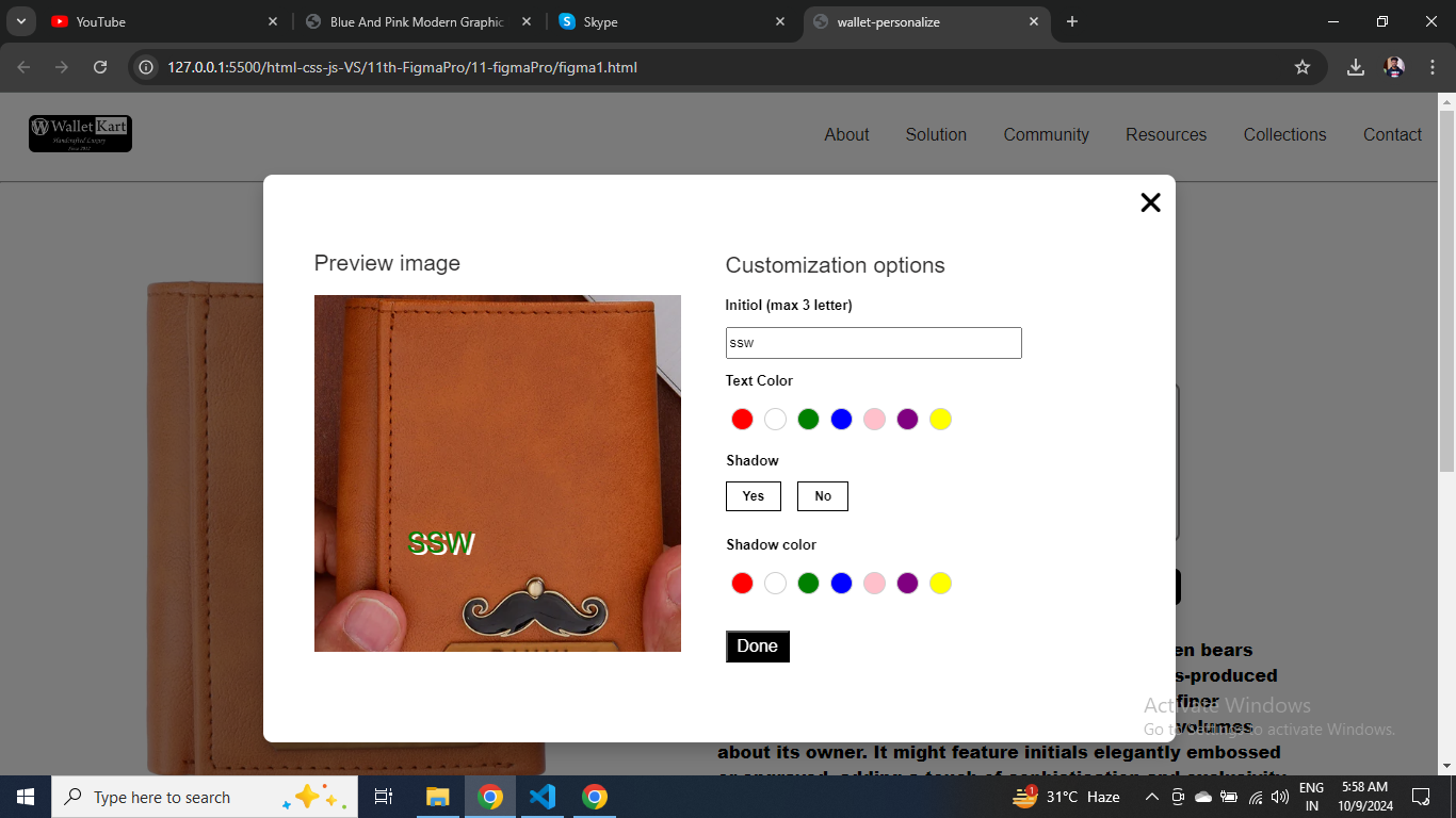 JavaScript Customization Project