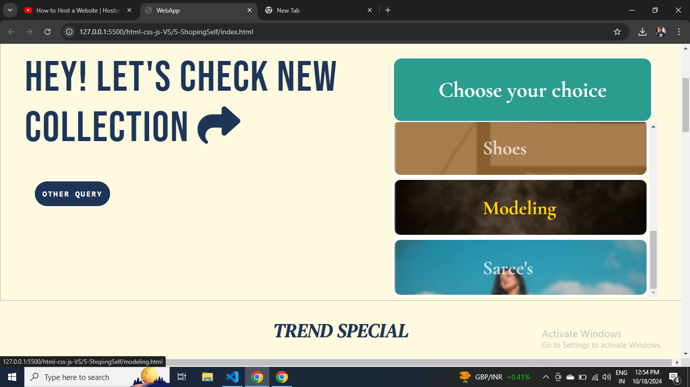 Category Selection Screenshot