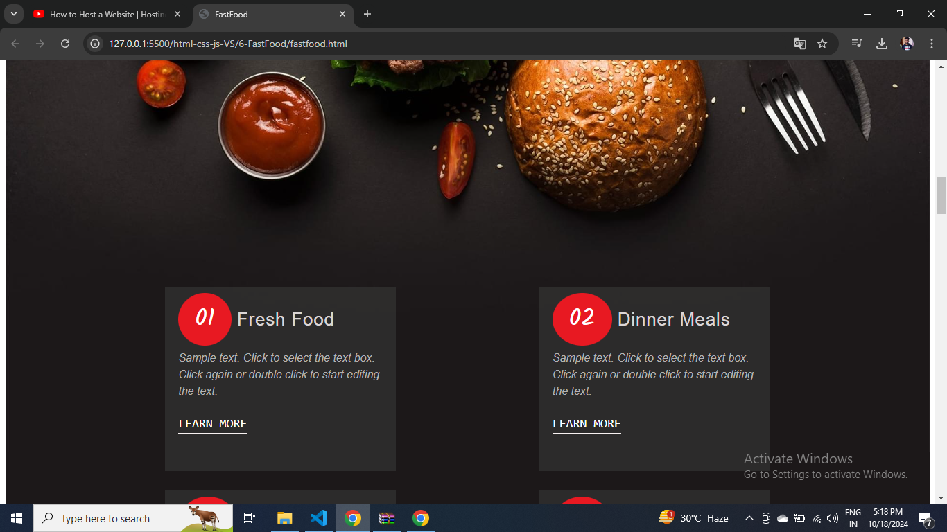 Available Dishes Screenshot